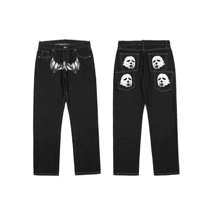 Y2K Vintage Embroidered Wide Leg Jeans for Men