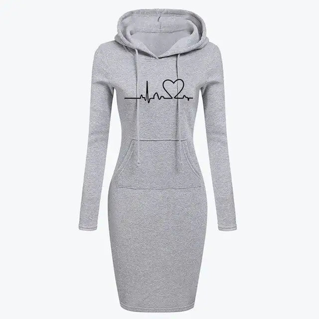 Vestido Sudadera con Capucha de Manga Larga para Mujer Otoño Invierno