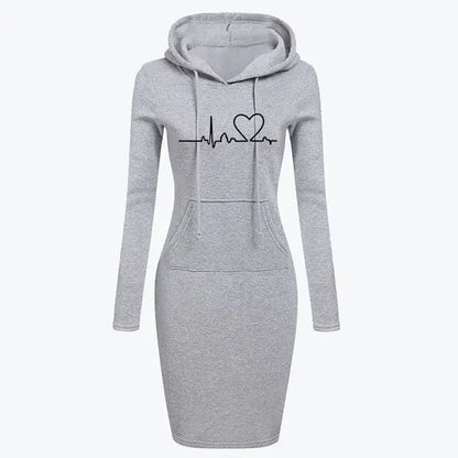 Vestido Sudadera con Capucha de Manga Larga para Mujer Otoño Invierno