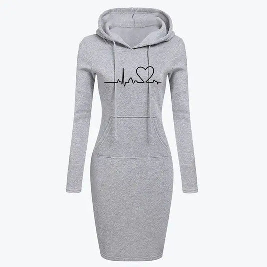 Vestido Sudadera con Capucha de Manga Larga para Mujer Otoño Invierno