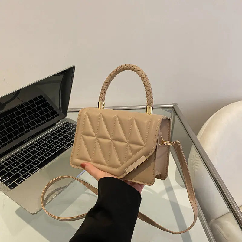 Women's Diamond Lattice Handbag - Small Square Crossbody