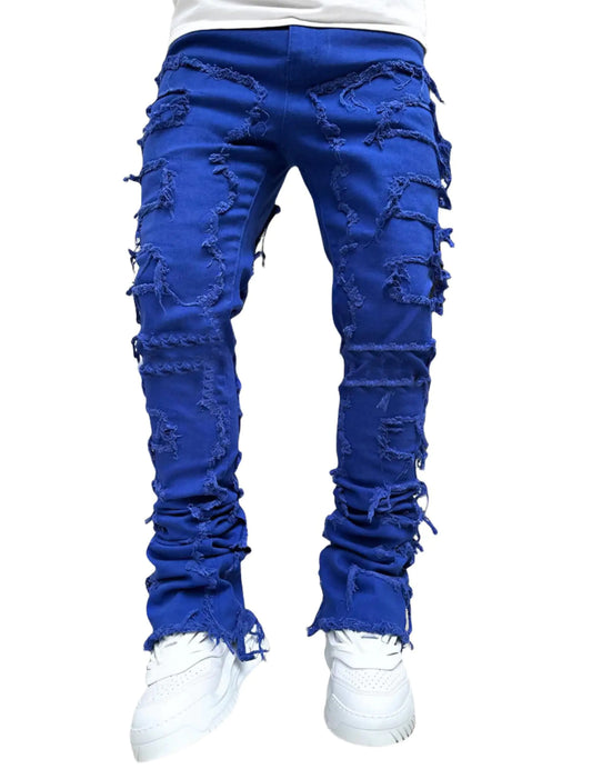Jeans Rasgados para Hombre Y2k Hip Hop Pantalones Denim de Corte Recto Ajustados y Estilo Biker