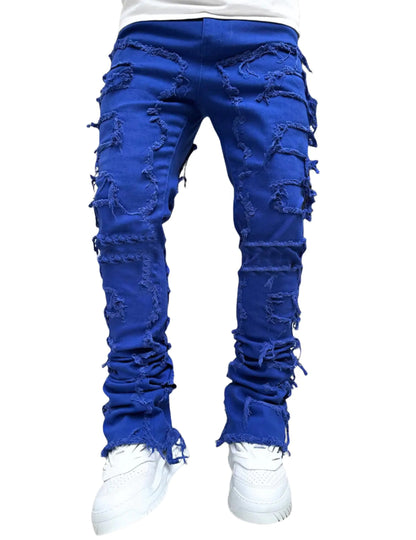 Jeans Rasgados para Hombre Y2k Hip Hop Pantalones Denim de Corte Recto Ajustados y Estilo Biker